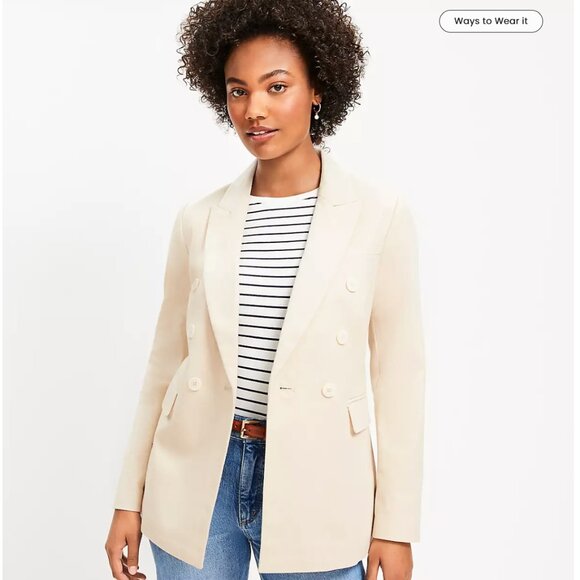 LOFT Faux Denim Double Breasted Blazer